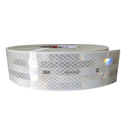 3M 50 Meter 50 MM High Intensity Prismatic Grade Conspicuity Reflective Tape (Colour- White)