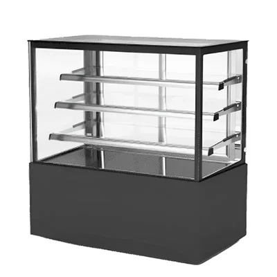 Elanpro EDC 1202F3 Stainless Steel Refrigerated Cake Showcase - Flat Glass