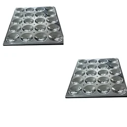 Pack of 2, 16.5X20.5 inch 20 Cavity Regular Idli Tray, Stainless Steel 304