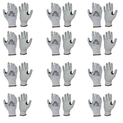 Delight 12 Pair Pu Cut Level 5 with Reinforcement Safety Gloves (MCL5-GR)(Size-Medium)