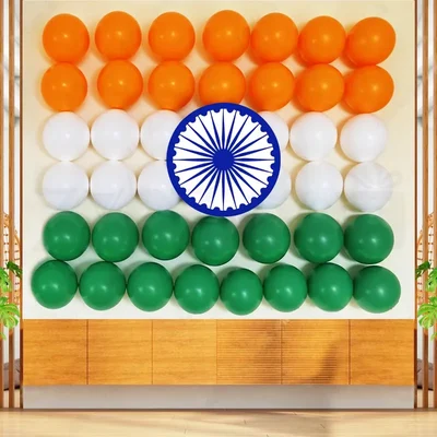Pack of 3 Republic Day Decor Items Balloons CutOuts GlueDot Combo Indian Tricolor Independence Day Decorations