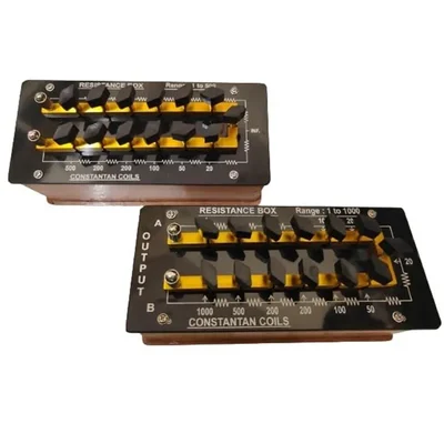 SBT Instruments Resistance Box (1-500 Ohms) & (1-1000 Ohms) Brass Block, Plug Type for School and College Labs