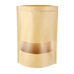 400 gm,15x22 cm Reusable Brown Kraft Paper Ziplock Pouch with Transparent Window