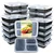 3 Compartment Reusable BPA Free Plastic Bento Box With Transparent Lid For Lunch, Dinner, Brunch, Pre Workout Meals(Pack-50 Pcs )