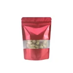 250gm, 13.5cm x 22cm, Red Colour Reusable Plastic Stand Up Pouches with Transparent Window
