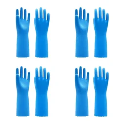  Washable,Reusable, Water Heat, Cut Resistance Safe Blue Rubber Safety Gloves (Pack of 4)