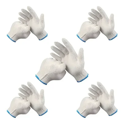 Premium Quality Pack Of 5,10 & 100 Pair Cotton Knitted Safety Gloves, Reusable,Washable ,Free size ,Synthetic Material(Pack-5 Pair)