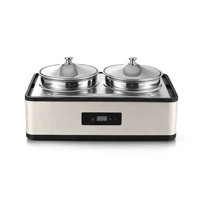 RH001-T 600W Double Well 10L Rectangular Digital Stainless Steel Soup Tureen Commercial Buffet Food Warmer