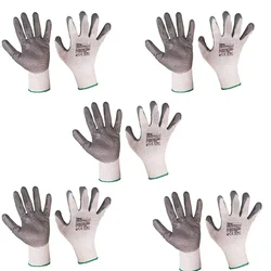 Rifa 5 Pairs Safety Gloves 13 Guage, Nitrile Coated, Cut Resistant, Puncture Resistant, Polyester, for Industrial use