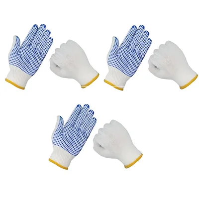 Rifa Cotton Knitted Single Side Dotted Safety Hand Gloves(Color-White,Pack-3)