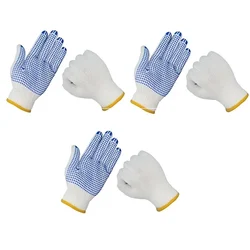 Rifa Cotton Knitted Single Side Dotted Safety Hand Gloves(Color-White,Pack-3)
