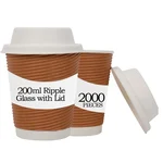 2000pcs, 200ml Ripple glass with lid for Cafes, Restaurant