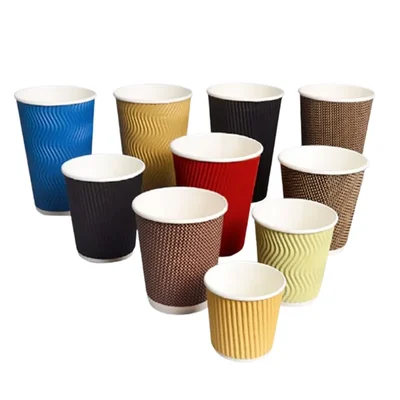 240ml, Insulated Ripple Paper Cups (Pack of 100) 600GSM Disposable Hot Drink Cups without Lids for Coffee, Tea, Cafes