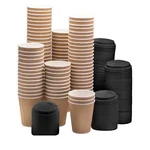 2000 Pcs, Premium 350ml 300GSM Ripple Paper Cup With Black Lockable Sipper Lid for Coffee, Tea, Serving and Takeaway