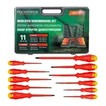 ROCKFORCE 11 Pcs Precision Screwdriver Set – Insulated Dielectric Handles, Ergonomic Grip, Steel Tips, Case Included (RF-20712)