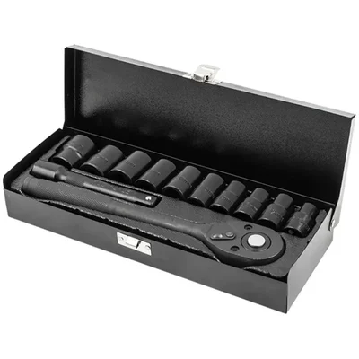 ROCKFORCE 12 Piece ½″ Drive 6‑Point Impact Socket Set with Case (RF‑4122‑5)