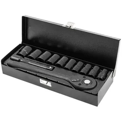 ROCKFORCE 12 Piece ½″ Drive 6‑Point Impact Socket Set with Case (RF‑4122‑5)