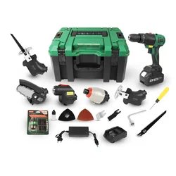 Rockforce 8-In-1 Multi-Head, Multi-Functional Cordless Tool Set With Battery, Charger & Accessories (RF-JCB-18MT-B)