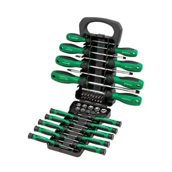 ROCKFORCE 44 Pcs Screwdriver & Bit Set with Cr-V Bits, Magnetic Holder, Ergonomic Handle & Case (RF-7044)