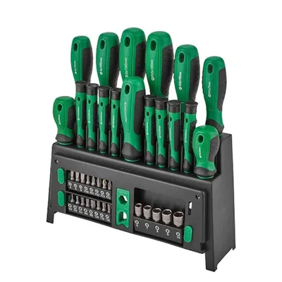 ROCKFORCE 39 Pcs Screwdriver Set with Cr-V Bits, Magnetic Holder, Ergonomic Handle & Case (RF-7039)