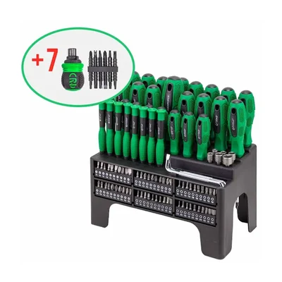 ROCKFORCE 100+7 Piece Screwdriver & Bit Set – Pro Grade, Ergonomic Toolkit for DIY & Professionals (RF-10100)