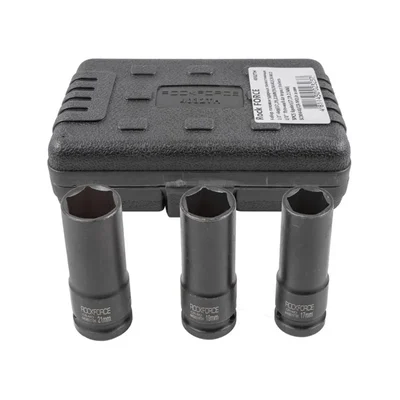 ROCKFORCE 1/2" Impact Socket Set – 3-Piece Deep Thin-Wall Sockets 17-19-21 mm (RF-4032TH)