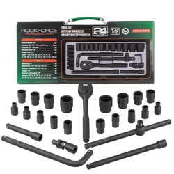 ROCKFORCE 24 Piece ½" Drive 6‑Point Socket & Ratchet Tool Set (RF‑4245B‑5MPB)