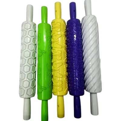 Pack of 5 Rolling Pin Tool/ Dough Roller/ Multi Design Cake Paste Decorating Belon,18 inch Length