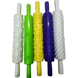 Pack of 5 Rolling Pin Tool/ Dough Roller/ Multi Design Cake Paste Decorating Belon,18 inch Length