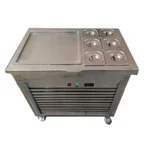 18X18 inch Electric Tawa Rolling Ice Cream Machine  with 6 Container, Stainless Steel 304 Plate