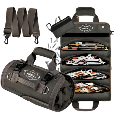 HENNY 22"x13" 6 Pockets 30 Kg Load Bearing Capacity Water-Resistance Multi-Purpose Roll Up Tool Storage Bag