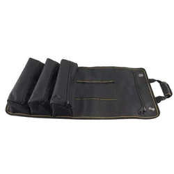 PAHAL Roll Up Waterproof Tool Bag With Strap in the Middle, & 3 Zippered Pockets for Different Types of Tool Accessories