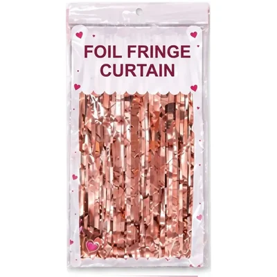 Pack of 10, 20, 50, 70, 100 | Rose Gold 3x6 ft Party Foil Fringe Curtain Shimmer Backdrop Streamer Decoration(Pack-10 pcs)