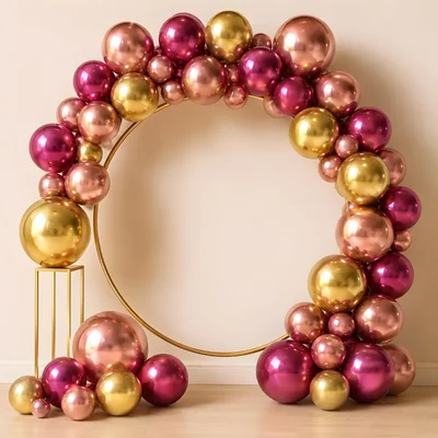 Pack of 4, 30 Pcs Rose Gold, Pink & Gold Chrome Metallic Balloons with Ribbons for Birthday & Wedding Party Decor