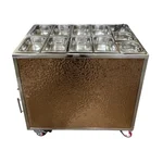 Rose Gold Steel Plated 8+2 Pot Trolley with Napkin Stand and Window Storage Capacity For Restaurant / Cafe Kitchen Setup