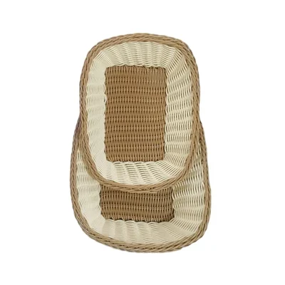 2 Pcs, Brown Handwoven Rectangular Roti Basket for Kitchen, Restaurant, Home & Outdoor Events
