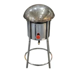 20X34 inch SS Gas Operated 3 Stand Romali Roti Bhatti with Outer Ignition and 14 inch MS Kadai 