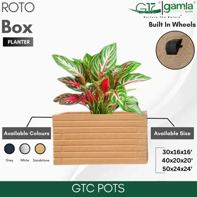 GTC 30" Multi Colour Roto Box Planter Pot with Wheels for Balcony and Home Decoration, Hotels and Resorts(Color-Sandstone)