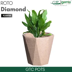 GTC 12" Multi Color Roto Diamond Pot for Balcony, Home Decoration, Hotels and Resorts(Color-Sandstone)