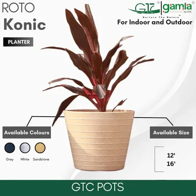 GTC 16" Multi Color Roto Konic Pot Suitable for Home, Gardens, Hotels and Resorts Decoration(Color-Sandstone)