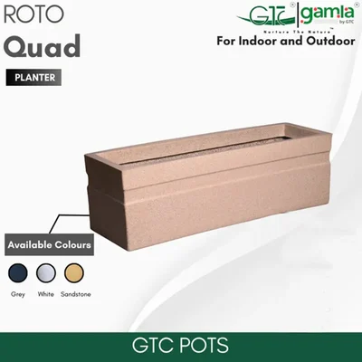 GTC 45" Multi Color Roto Quad Planter Pot for Balcony and Home Decoration, Hotels and Resorts(Color-Sandstone)