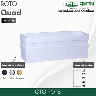 GTC 25" Multi Color Roto Quad Planter Pot for Balcony and Home Decoration, Hotels and Resorts(Color-White)