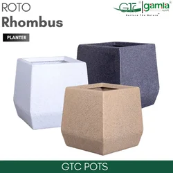 GTC 16" Multi Color Roto Rhombus Planter Pot for Balcony, Home Decoration , Hotels and Resorts(Color-Sandstone)