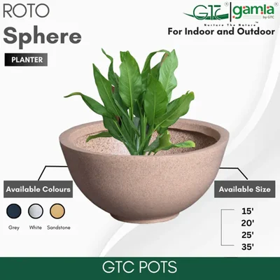 GTC 15" Multi Color Roto Sphere Planter Pot for Balcony, Home Decoration , Hotels and Resorts(Color-Sandstone)