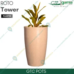 GTC 13" Multi Color Roto Tower Planter Pot for Balcony, Home Decoration, Hotels and Resorts(Color-Sandstone)