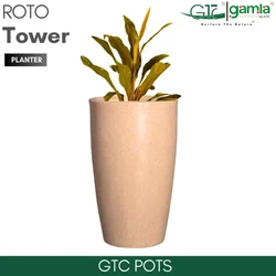GTC 10" Multi Color Roto Tower Planter Pot for Balcony, Home Decoration, Hotels and Resorts(Color-Sandstone)
