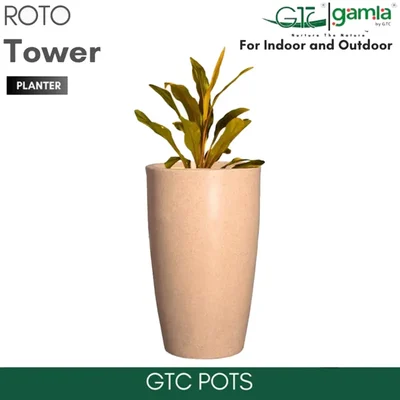 GTC 15" Multi Color Roto Tower Planter Pot for Balcony, Home Decoration, Hotels and Resorts(Color-Sandstone)