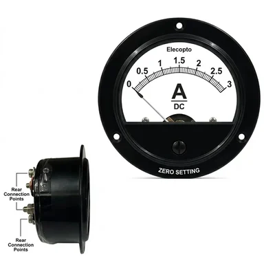 Elecopto 0-3A Round DC Analog Ammeter for Science Labs with Zero Setting Dial Panel