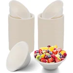 180 ml Round Bagasse Eco-Friendly Small Disposable Bowls | Leak-Proof, & Durable | Good for Snacks, Curries, & Sauces 