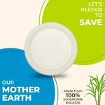 6 Inch White Round Bagasse Plate for Food Serving, Party and Outing Events